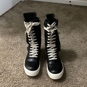 Rick Owens Cargo Basket Boots , black and cream color, unisex